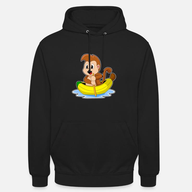 Affe Banane Boot - Unisex Hoodie - Schwarz