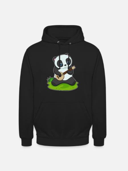 Panda Musician Guitar Music - Unisex Hoodie - black