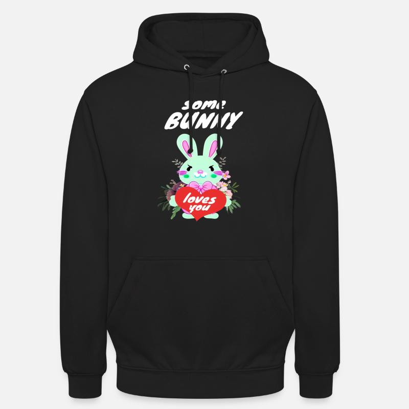 Mignon lapin de Pâques amoureux - Sweat-shirt à capuche unisexe - noir