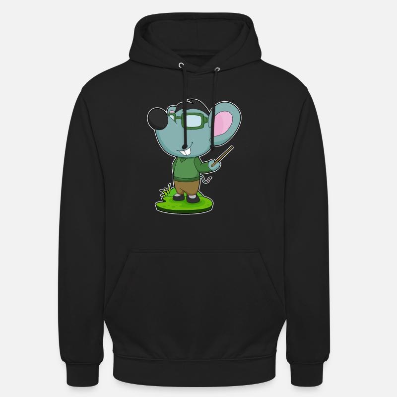 Mouse Teacher Pointer School - Unisex Hoodie - black