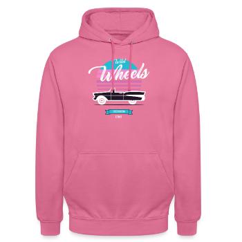 Wild Wheels Oldtimer - Unisex Hoodie - Pink - Vorne - Alina (178cm) & Michal (187cm)