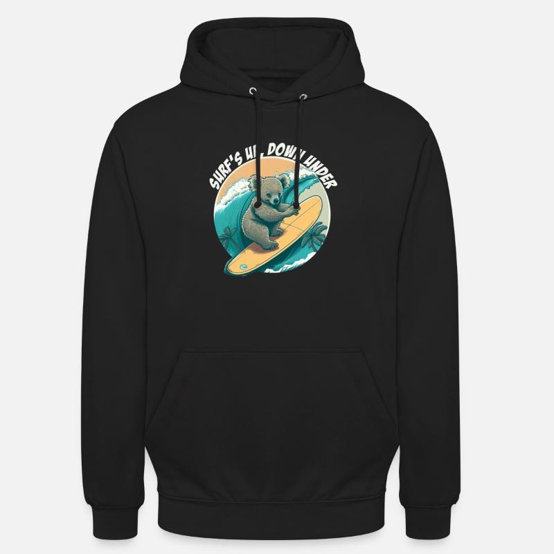 Down under surfing koala bear - Unisex Hoodie - black