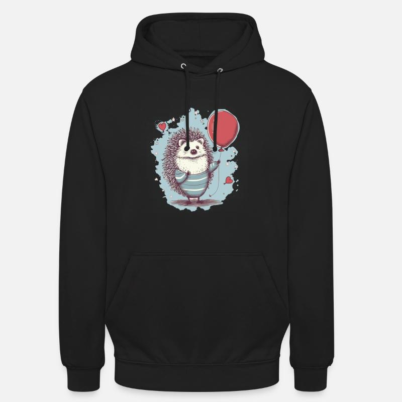 süsser Igel mit Luftballon - Unisex Hoodie - Schwarz