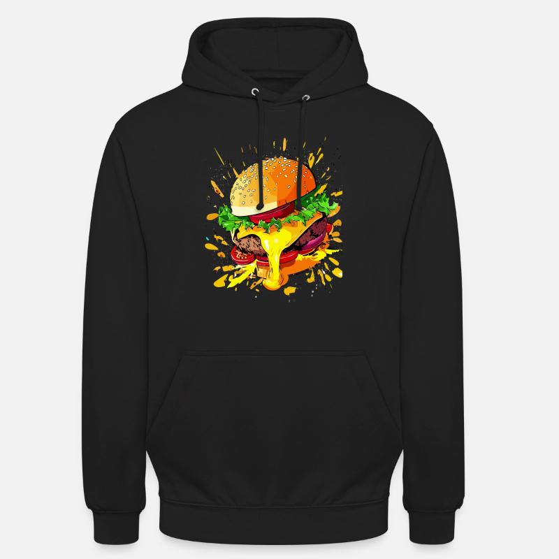 Extra Käse Burger Cheeseburger - Unisex Hoodie - Schwarz