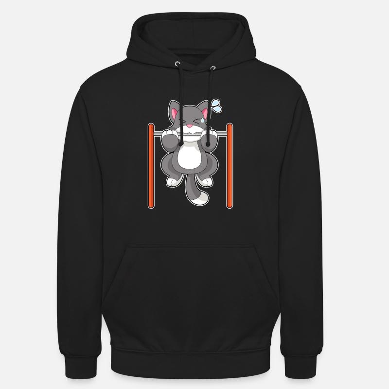 Cat Bodybuilder Pull-ups Bodybuilding - Unisex Hoodie - black