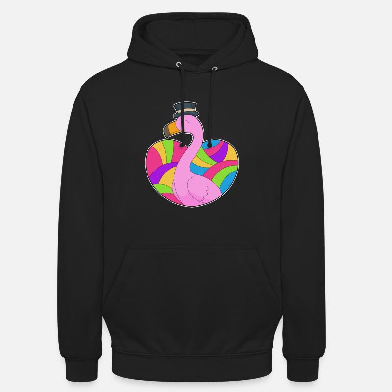 Flamingo Herz - Unisex Hoodie - Schwarz