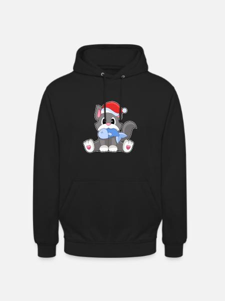 Chat Poisson De Noël - Sweat-shirt à capuche unisexe - noir