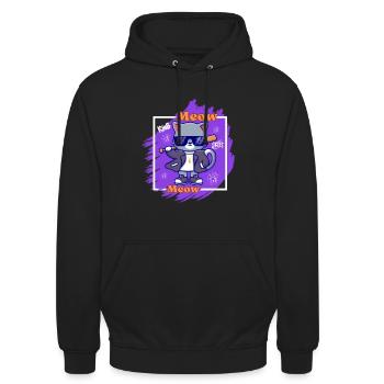 Coole Katze mit Sonnenbrille. Meow - Unisex Hoodie - Schwarz - Vorne - Alina (178cm) & Michal (187cm)