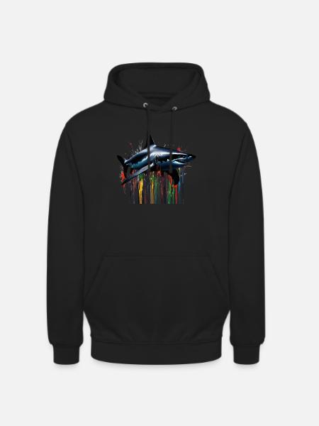 Bunter Hai paint Art - Unisex Hoodie - Schwarz