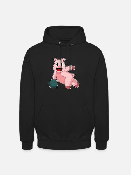 Pig Bowling Bowling Ball - Unisex Hoodie - black