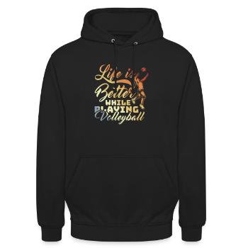 Motivation de l’équipe de volley-ball - Sweat-shirt à capuche unisexe - noir - Devant - Alina (178cm) & Michal (187cm)