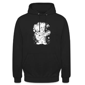 Graphismes du joueur de ukulélé - Sweat-shirt à capuche unisexe - noir - Devant - Alina (178cm) & Michal (187cm)