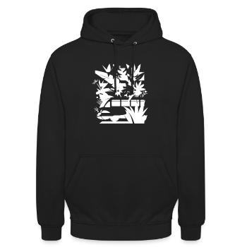 Cartoon Eisenbahn - Unisex Hoodie - Schwarz - Vorne - Alina (178cm) & Michal (187cm)