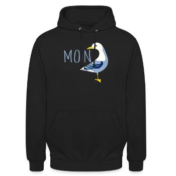 Moin mit Möve - Unisex Hoodie - Schwarz - Vorne - Alina (178cm) & Michal (187cm)