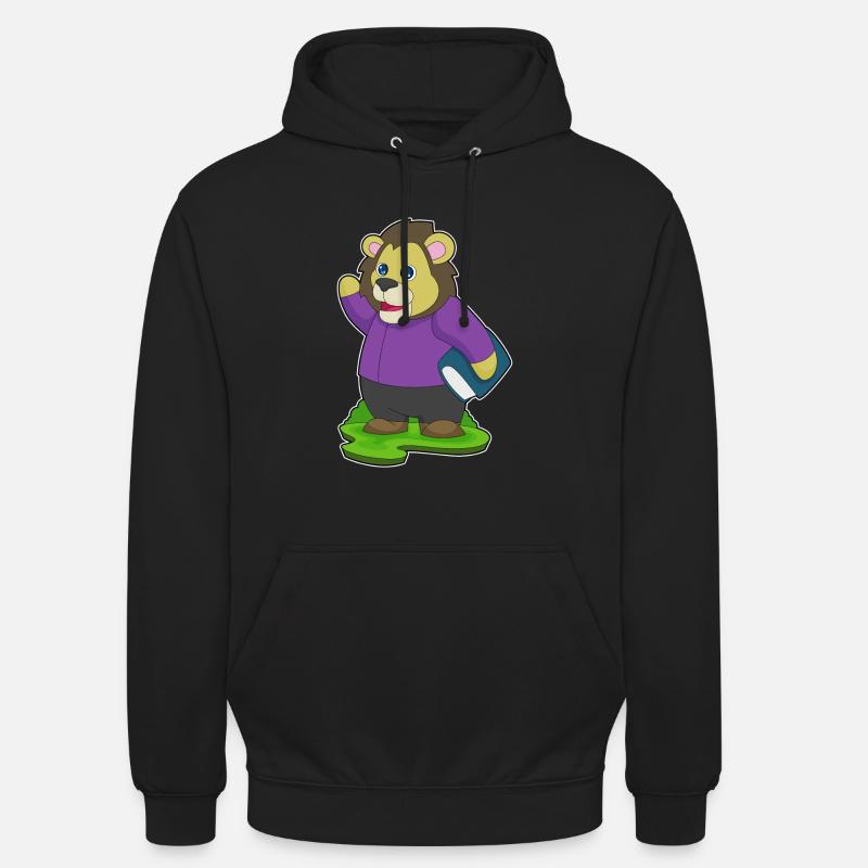 Löwe Nerd Buch - Unisex Hoodie - Schwarz