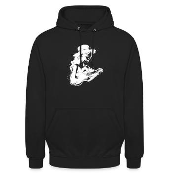 Ukulele Liebhaberin - Unisex Hoodie - Schwarz - Vorne - Alina (178cm) & Michal (187cm)