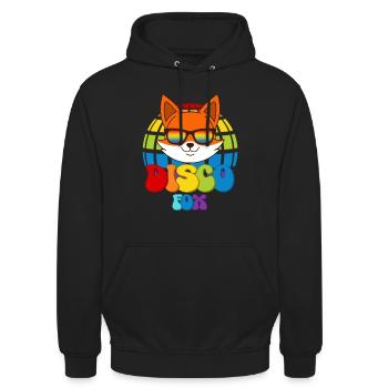 Disco Fox Discokugel Fuchs Sonnenbrille Discofox - Unisex Hoodie - Schwarz - Vorne - Alina (178cm) & Michal (187cm)