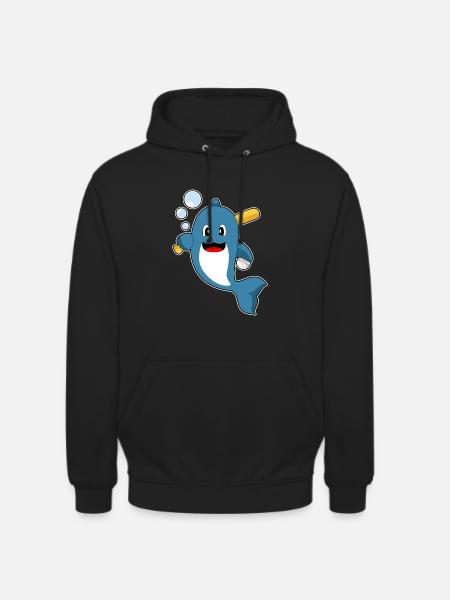 Dolphin Baseball Baseball Bat - Unisex Hoodie - black