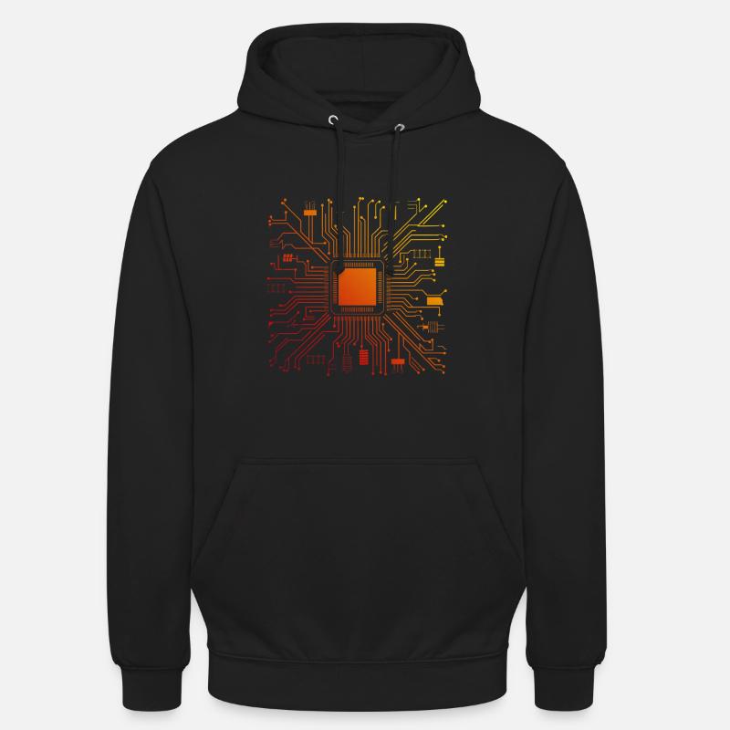 Tech Computer Motherboard Abstract Microchip - Unisex Hoodie - black