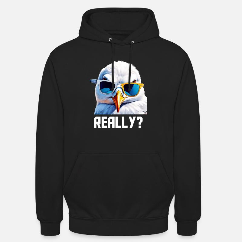 Really - Möwe mit Sonnebrille - Unisex Hoodie - Schwarz