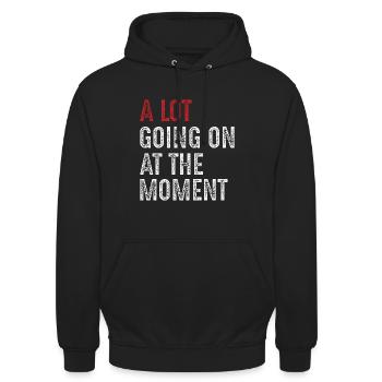 Es ist viel los im Moment - Unisex Hoodie - Schwarz - Vorne - Alina (178cm) & Michal (187cm)