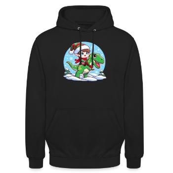 Elf und T-Rex - Unisex Hoodie - Schwarz - Vorne - Alina (178cm) & Michal (187cm)