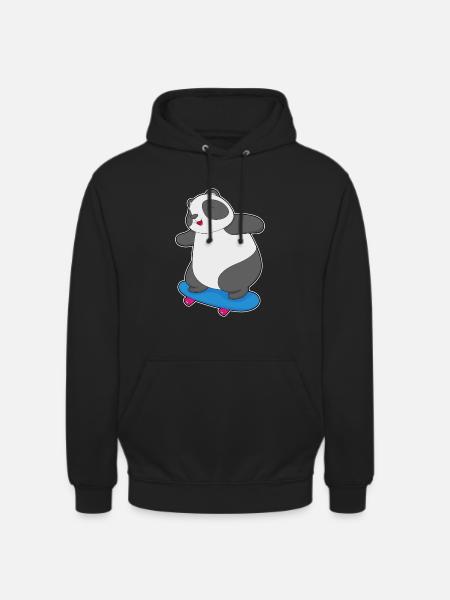 Panda Skater Skateboard - Unisex Hoodie - black