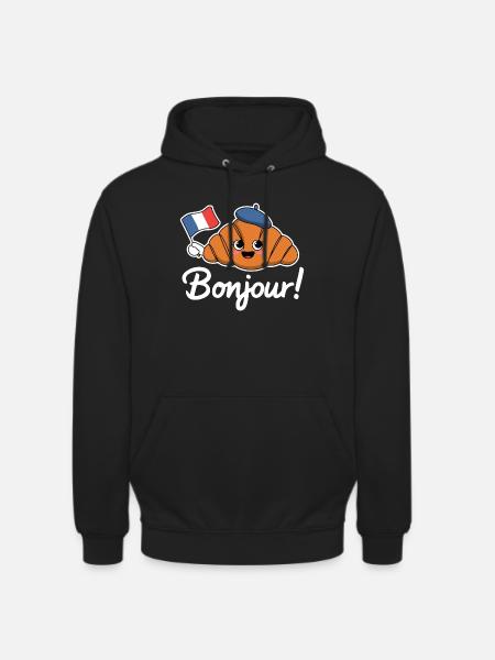Bonjour Croissant - Sweat-shirt à capuche unisexe - noir