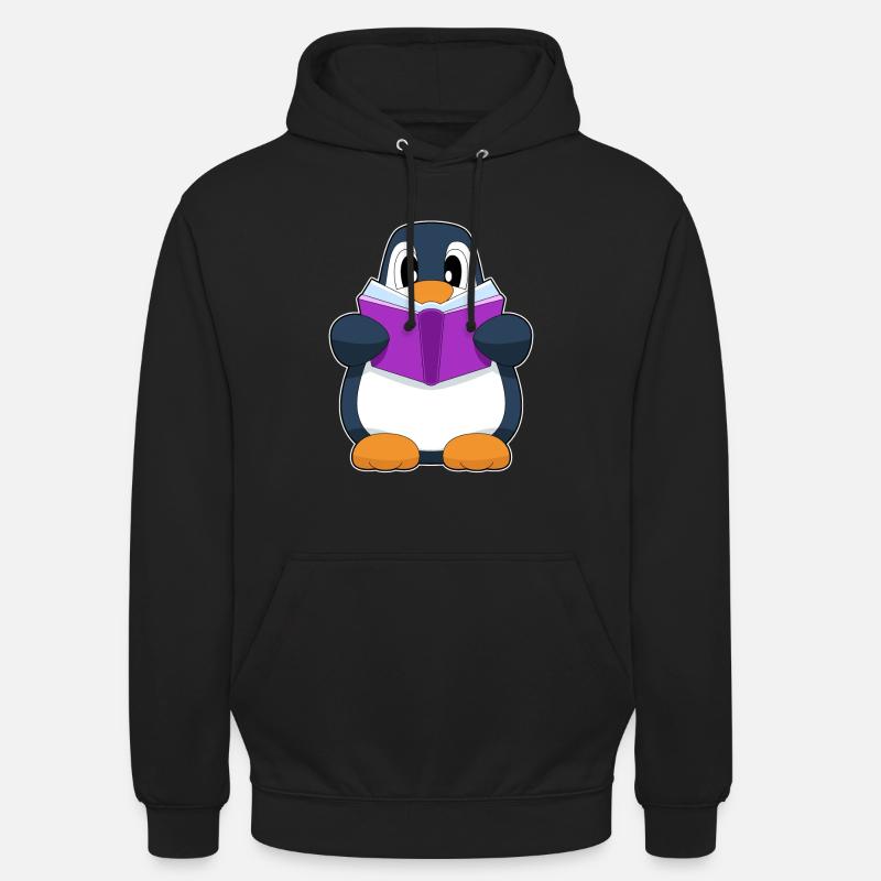 Pinguin Nerd Buch - Unisex Hoodie - Schwarz