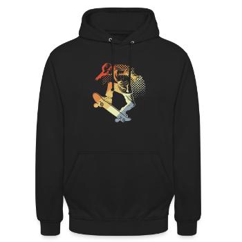 Skateboarder Retro - Unisex Hoodie - Schwarz - Vorne - Alina (178cm) & Michal (187cm)