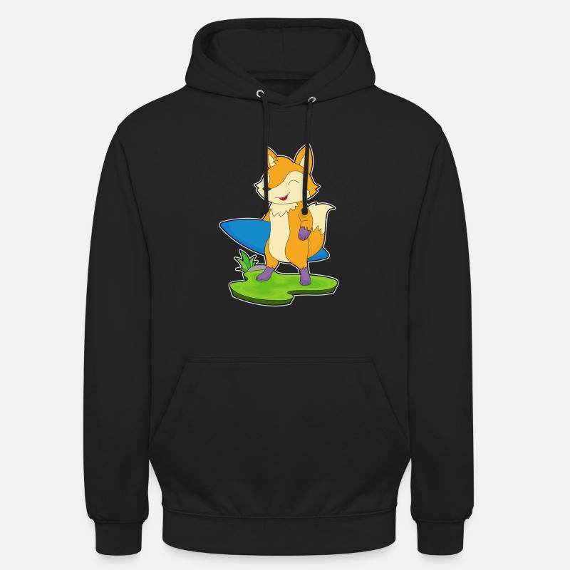 Fuchs Surfer Surfbrett - Unisex Hoodie - Schwarz