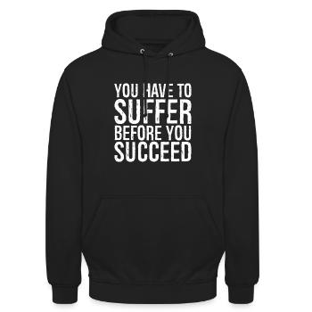 Il faut souffrir avant de réussir - Sweat-shirt à capuche unisexe - noir - Devant - Alina (178cm) & Michal (187cm)