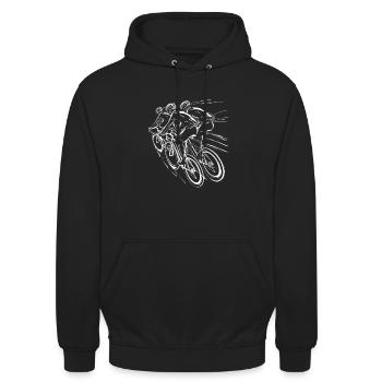 Rennradfahrer Skizze - Unisex Hoodie - Schwarz - Vorne - Alina (178cm) & Michal (187cm)