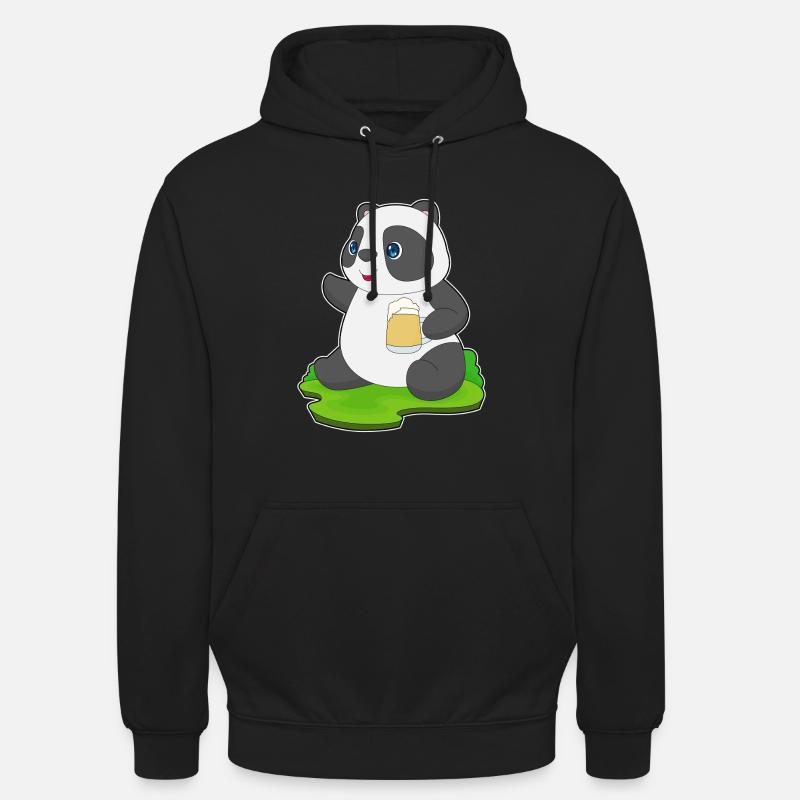Panda Bier - Unisex Hoodie - Schwarz