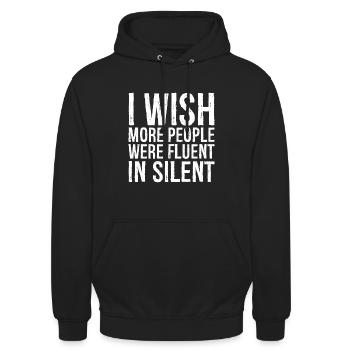 J’aimerais que plus de gens parlent couramment le muet - Sweat-shirt à capuche unisexe - noir - Devant - Alina (178cm) & Michal (187cm)