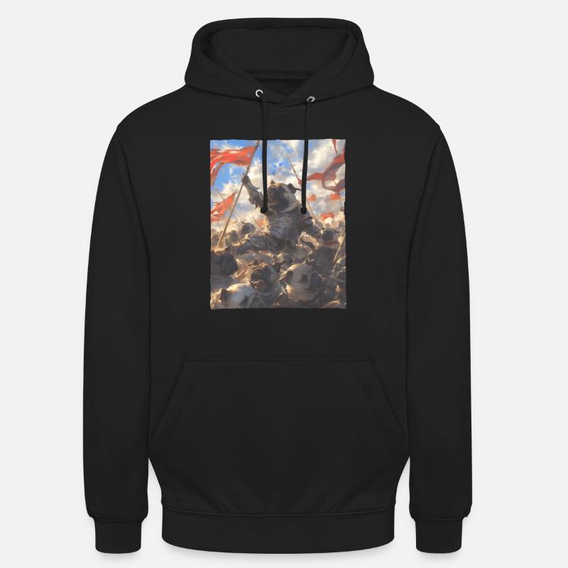 Epische Mops Revolution Kunstvolles Gemälde - Unisex Hoodie - Schwarz