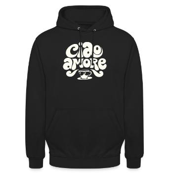 Ciao Amore Cappuccino - Unisex Hoodie - Schwarz - Vorne - Alina (178cm) & Michal (187cm)