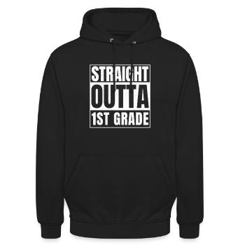 STRAIGHT OUTTA First Grade - Unisex Hoodie - black - Front - Alina (178cm) & Michal (187cm)