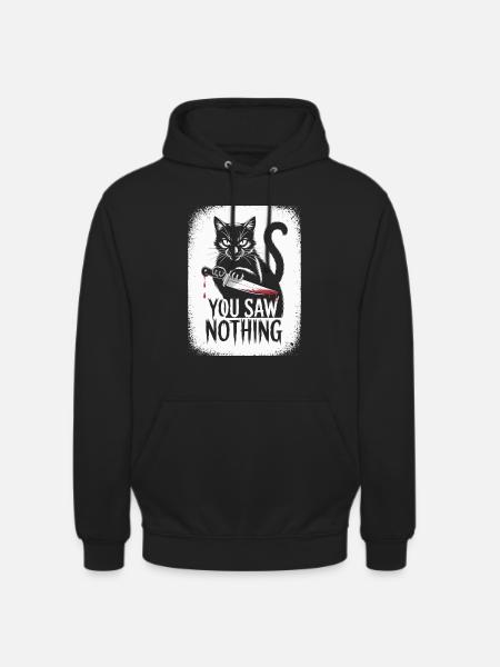 Düstere Katzen-Motiv mit Blutigem Messer - Unisex Hoodie - Schwarz