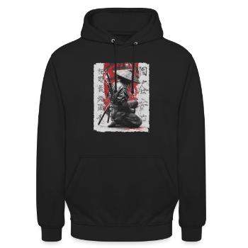 Épée de samouraï, guerrier japonais, combattant ninja - Sweat-shirt à capuche unisexe - noir - Devant - Alina (178cm) & Michal (187cm)