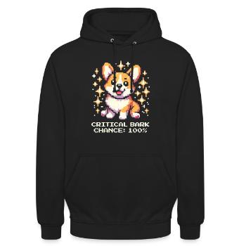 Kritische Bell-Chance: 100% | Corgi Humor - Unisex Hoodie - Schwarz - Vorne - Alina (178cm) & Michal (187cm)