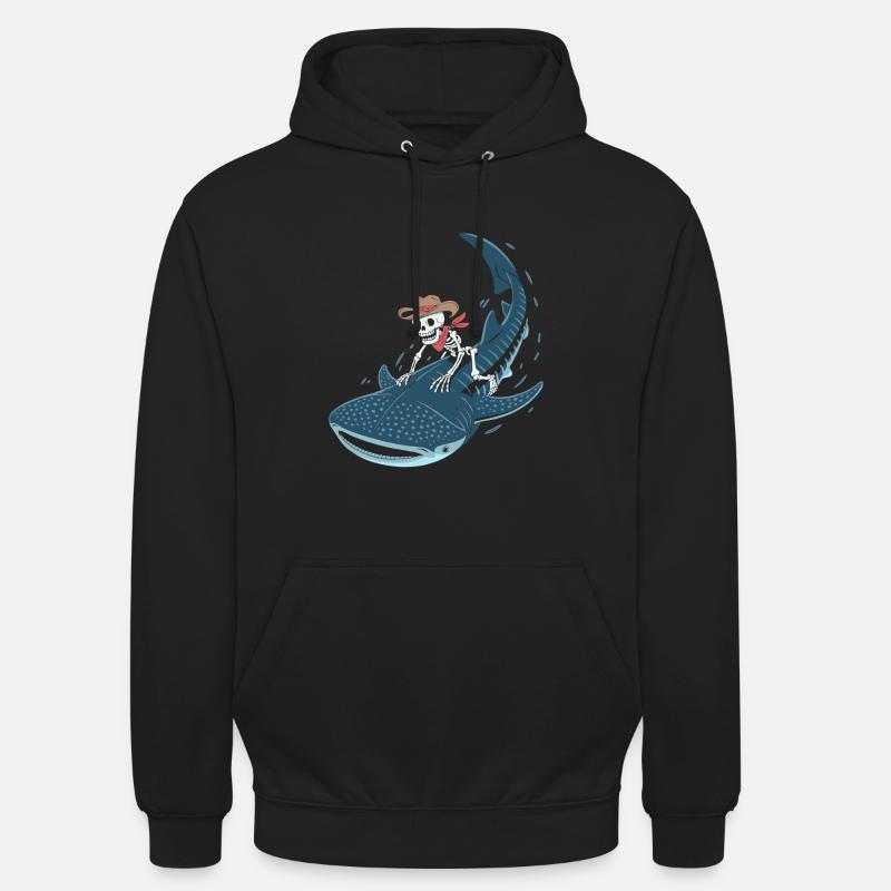 Squelette de cow-boy sur requin baleine - Sweat-shirt à capuche unisexe - noir
