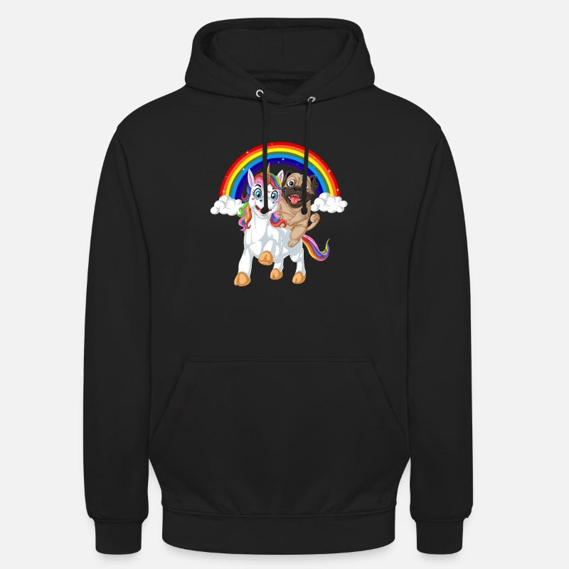 Mops Reiten Einhorn - Unisex Hoodie - Schwarz
