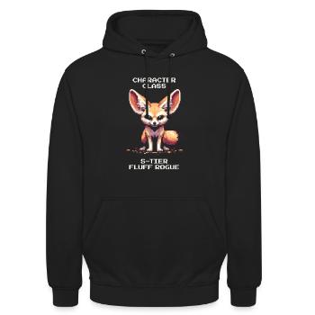 Méchant Fluff de niveau S | Fennec, Jdr - Sweat-shirt à capuche unisexe - noir - Devant - Alina (178cm) & Michal (187cm)