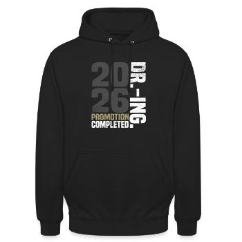 Dr. Ing. Promotion Completed - Unisex Hoodie - Schwarz - Vorne - Alina (178cm) & Michal (187cm)