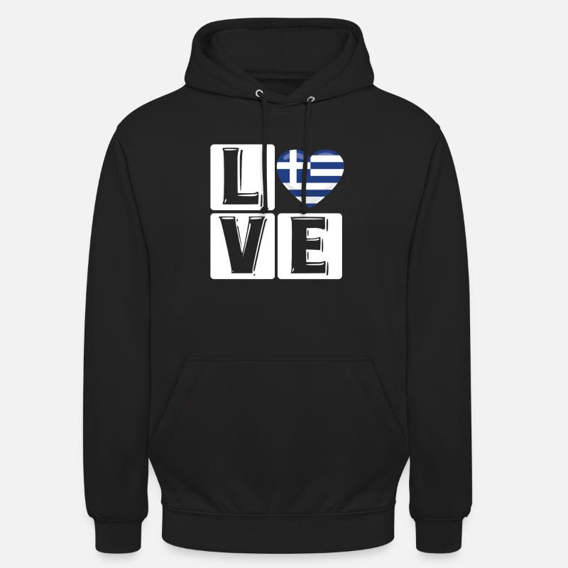 Amour Grèce Coeur Drapeau - Sweat-shirt à capuche unisexe - noir