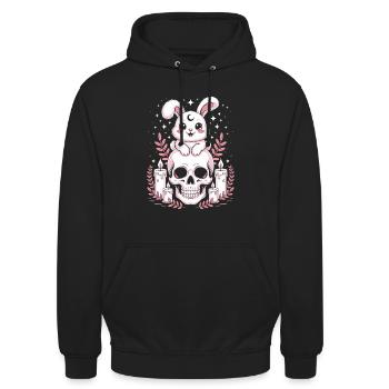 Kawaii Pastel Goth Hase - Unisex Hoodie - Schwarz - Vorne - Alina (178cm) & Michal (187cm)