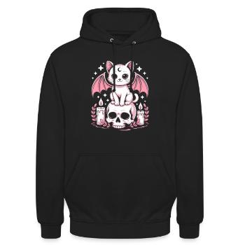 Kawaii Pastel Goth Katze - Unisex Hoodie - Schwarz - Vorne - Alina (178cm) & Michal (187cm)