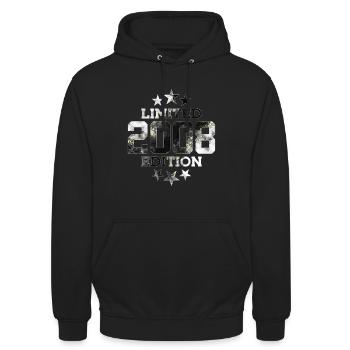 LIMITED EDITION 2008 18. GEBURTSTAG - Unisex Hoodie - Schwarz - Vorne - Alina (178cm) & Michal (187cm)