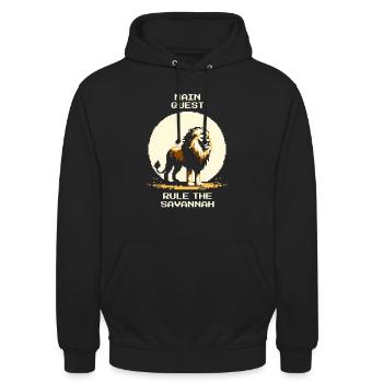 Quête principale : Régner sur la savane | Lion Wilderness - Sweat-shirt à capuche unisexe - noir - Devant - Alina (178cm) & Michal (187cm)